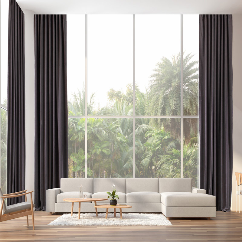 Extra Long & Extra Wide Decorative Curtain Single Panel, Grey, 280cm Width x 500cm Drop