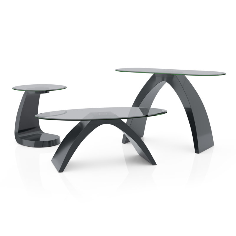 Ensemble de tables basses configurables 3 pièces Hilry, Grey