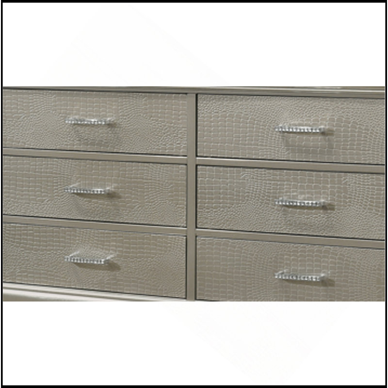 Amalia - Commode - Gris, Argenté / blanc