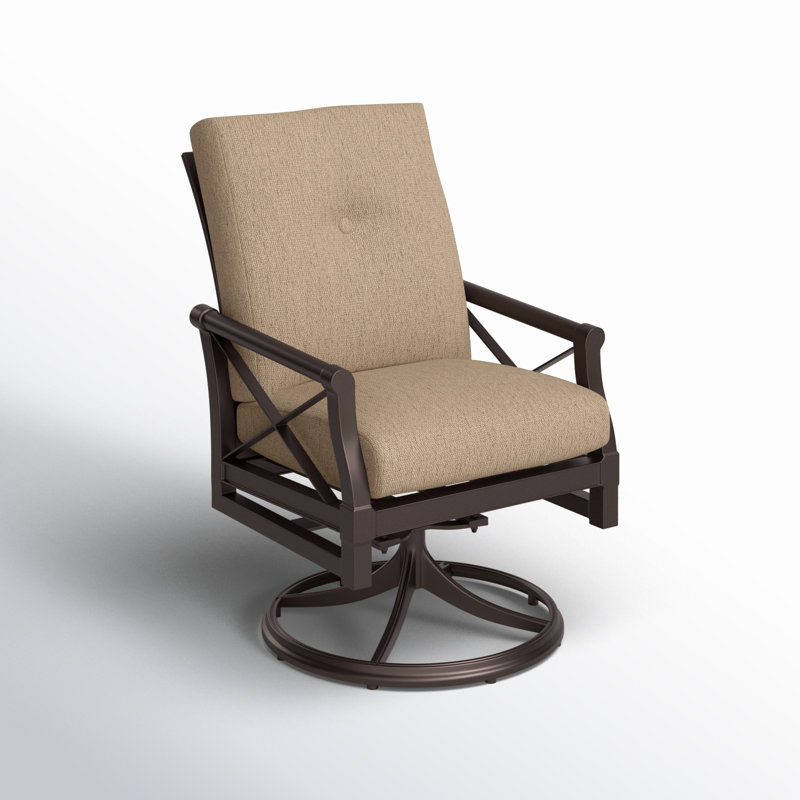 Chaise de patio pivotante avec coussins Andover, Toile Sunbrella® beige chiné, Blanc patiné