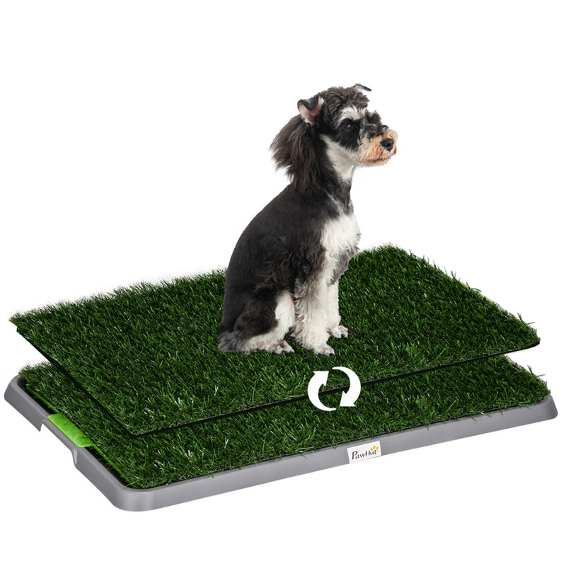 Coussinets d'urinoir artificiels pour animaux 26 po x 16 po avec plateau, tapis d'entraînement pour pot pour chien, utilisation intérieure et extérieure