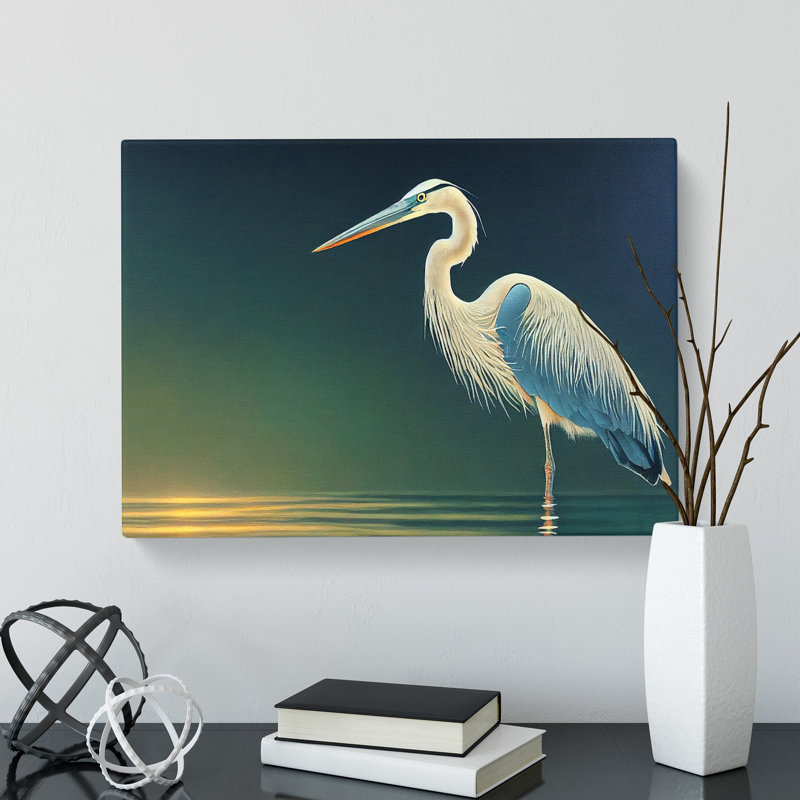 Attractive Heron Bird - Wrapped Canvas, 40cm H x 60cm W x 3cm D