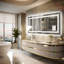 Très grand miroir de salle de bain / meuble-lavabo double avec lumières à DEL