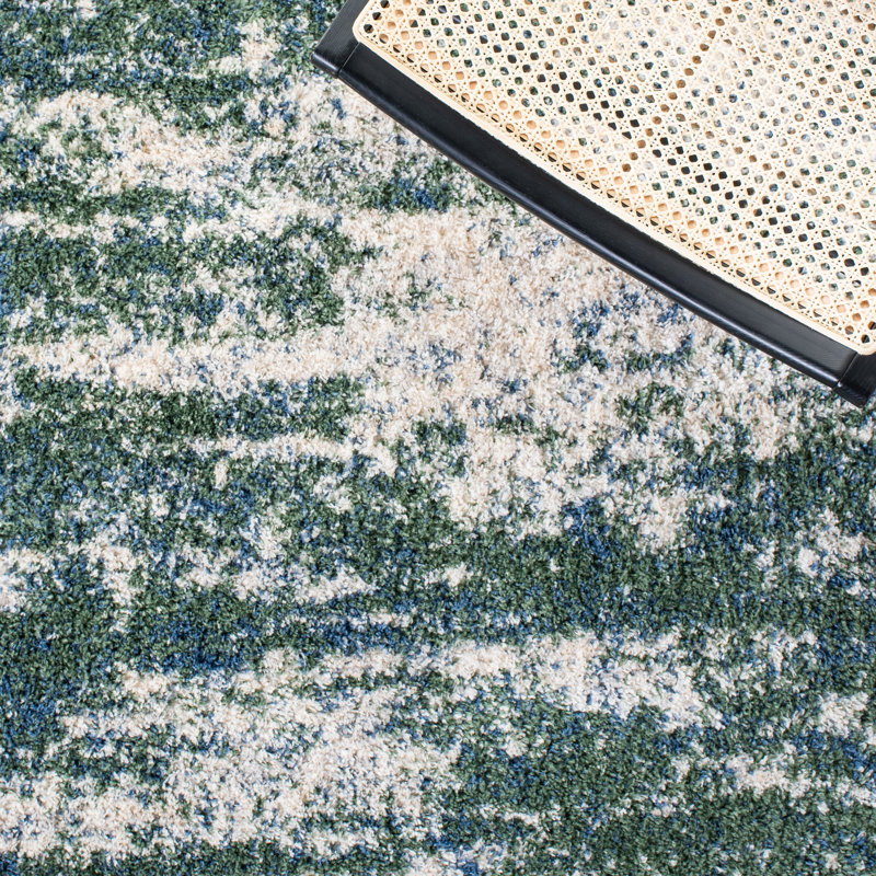Tapis abstrait vert / beige Difiore, Rectangle 9 pi x 12 pi