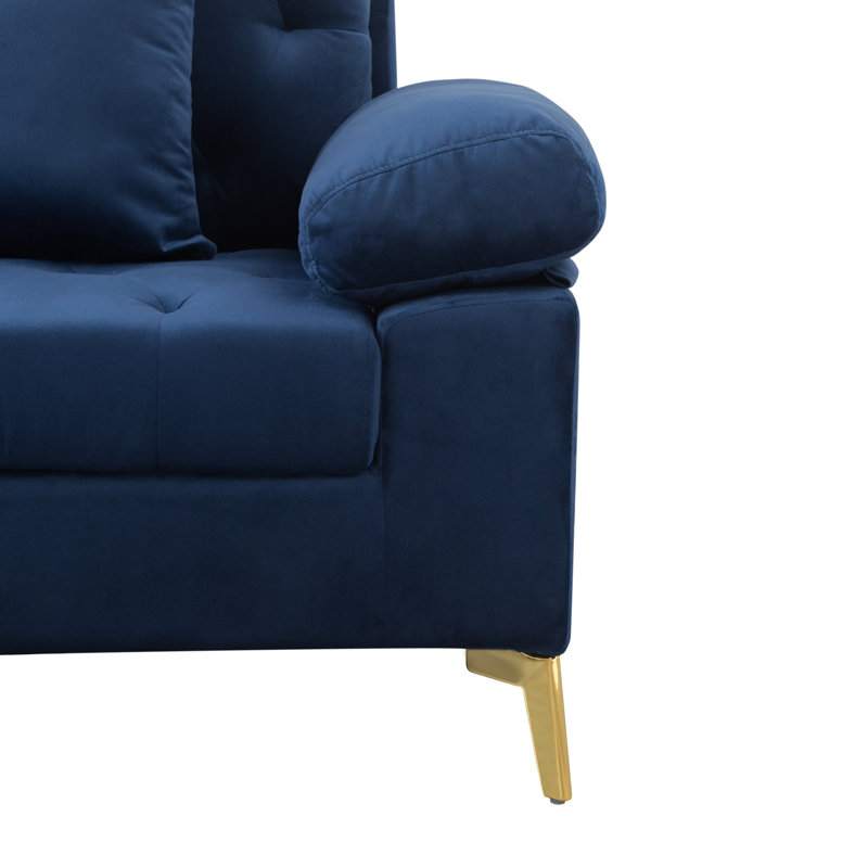 Canapé et canapé modulaire en velours 2 pièces Emly, Velours bleu marine