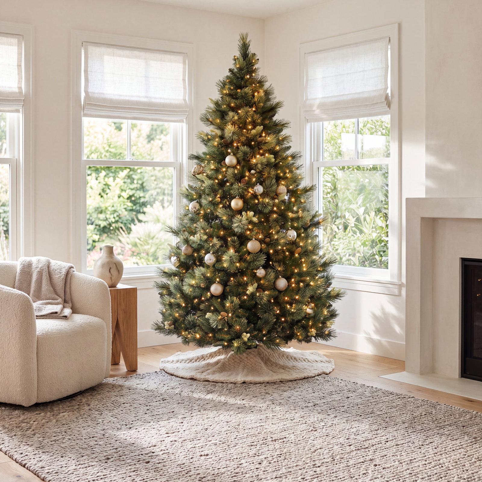 Pre-Lit Pine Christmas Tree, 9' H