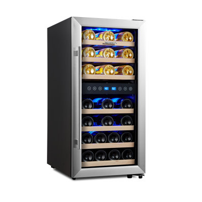 Phiestina Wine Refrigerator Cooler 33 Bottles Dual Zone Freestanding