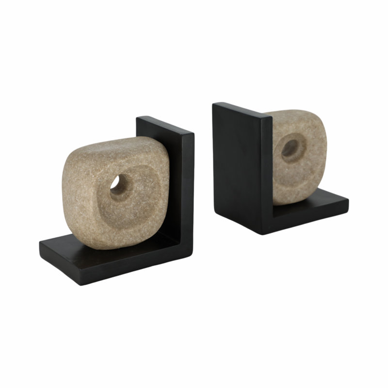 6" Donn Brown Quartz Resin Bookends, 2-Pieces