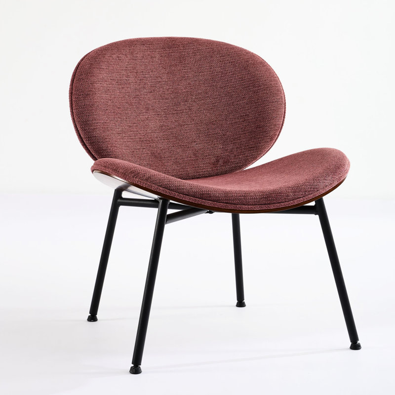 Mid-Century Style Chair, Comfortable Back Support, Walnut Frame, Fits Primary Living Space, 14.1 In. Package Width Modern Chair In Bean Paste Pink, High Sponge, Elegant Appearance, Home Decor