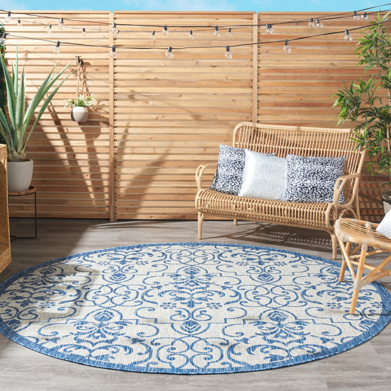 Trofin Damask Indoor / Outdoor Rug, Round 7'10"