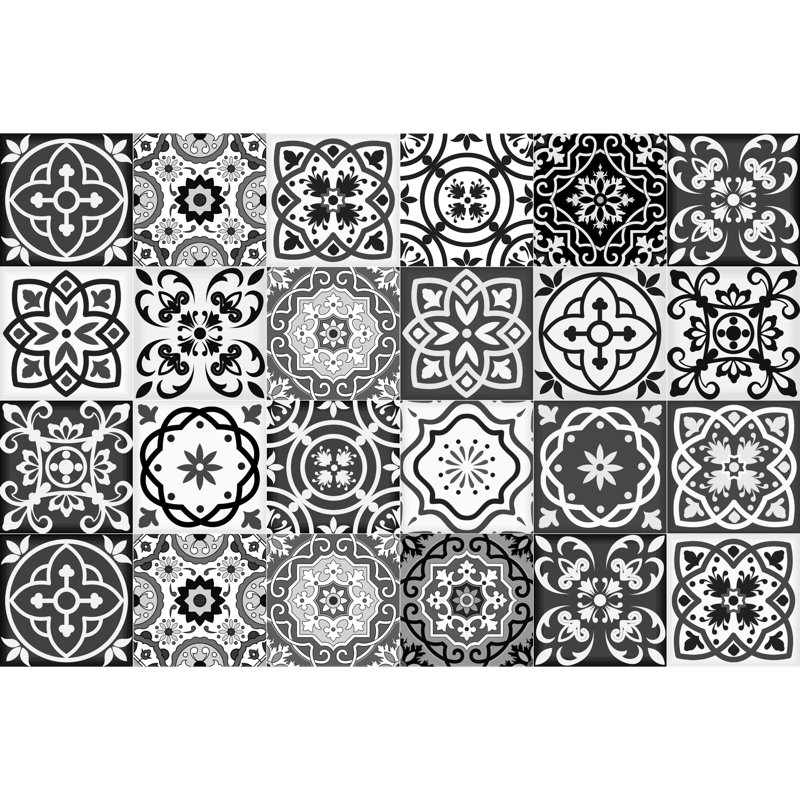 Abstract Non-Wall Damaging Tile Decals, 8" H x 8" W