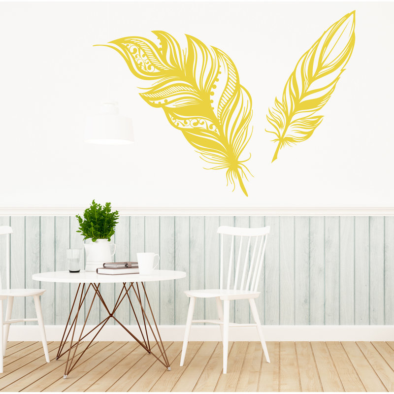 Adhésif décoratif plumes, H 22 po x l 31 po, Jaune