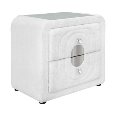 Table de chevet de 67 cm (26,4 po) de largeur, en sherpa en peluche et chrome