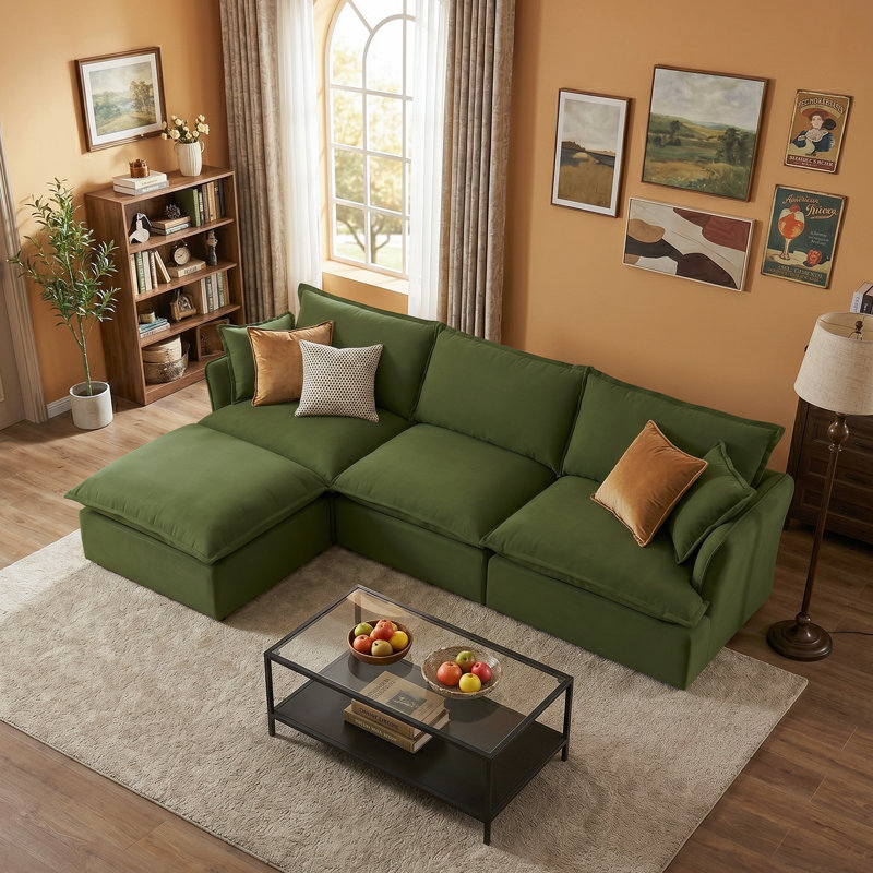 Upholstered Sofa, Cloud Sofa Modular Sectional Sofa Couch Down Fill Cushions Soft Couches For Living Room