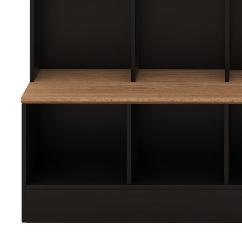 Wide Design Hall Tree With Storage Bench,Shoe Cabinet With Cube Storage & Shelves, Multifunctional Coat Rack With 8 Hooks