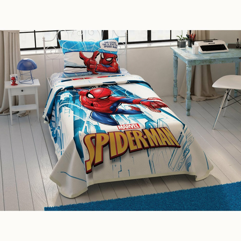 Ensemble de housse de couette 100% coton blanc / bleu / rouge 3 pièces