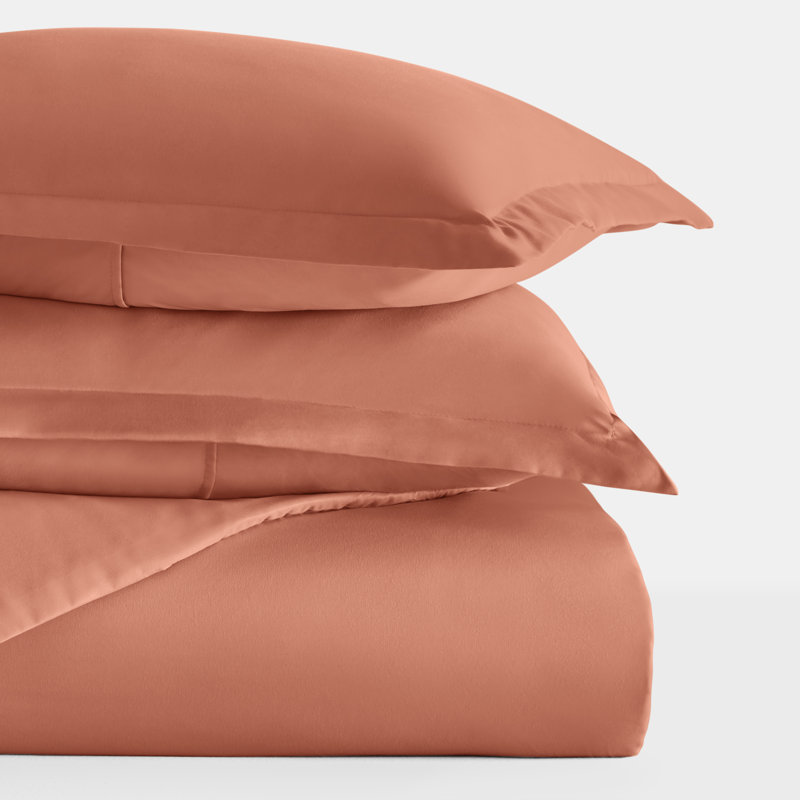 Super Soft Double Brushed Duvet Cover Set, Full/Queen Duvet Cover + 2 Standard Shams, Clay