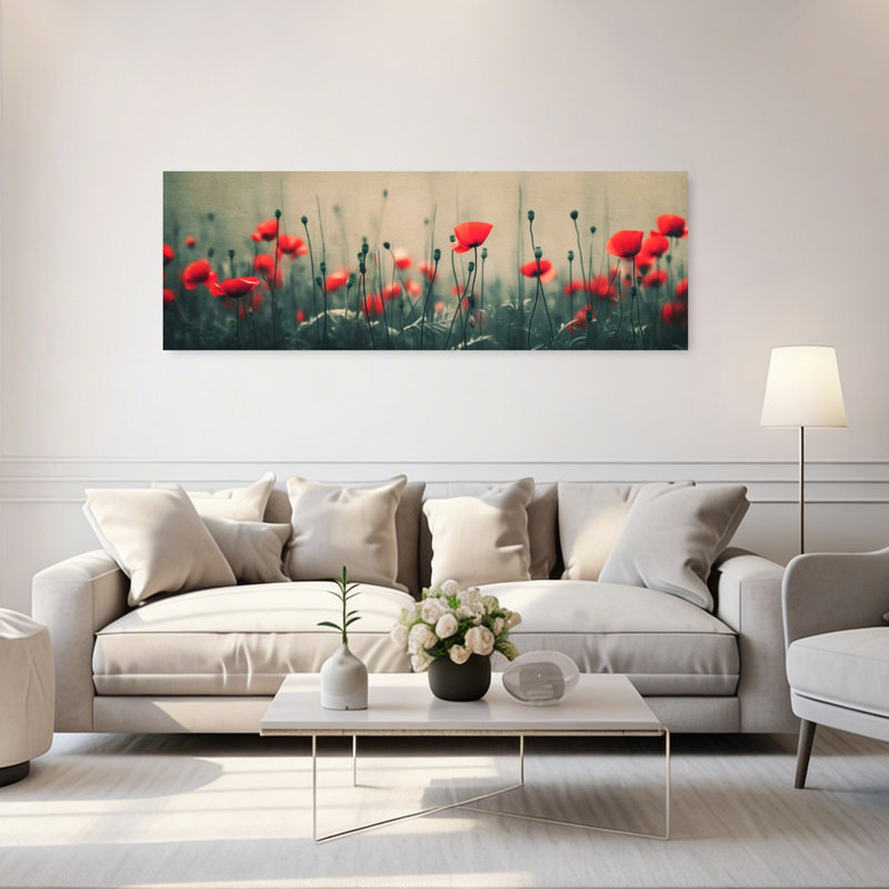 Coquelicots dans la brume, H 20 po x l 60 po