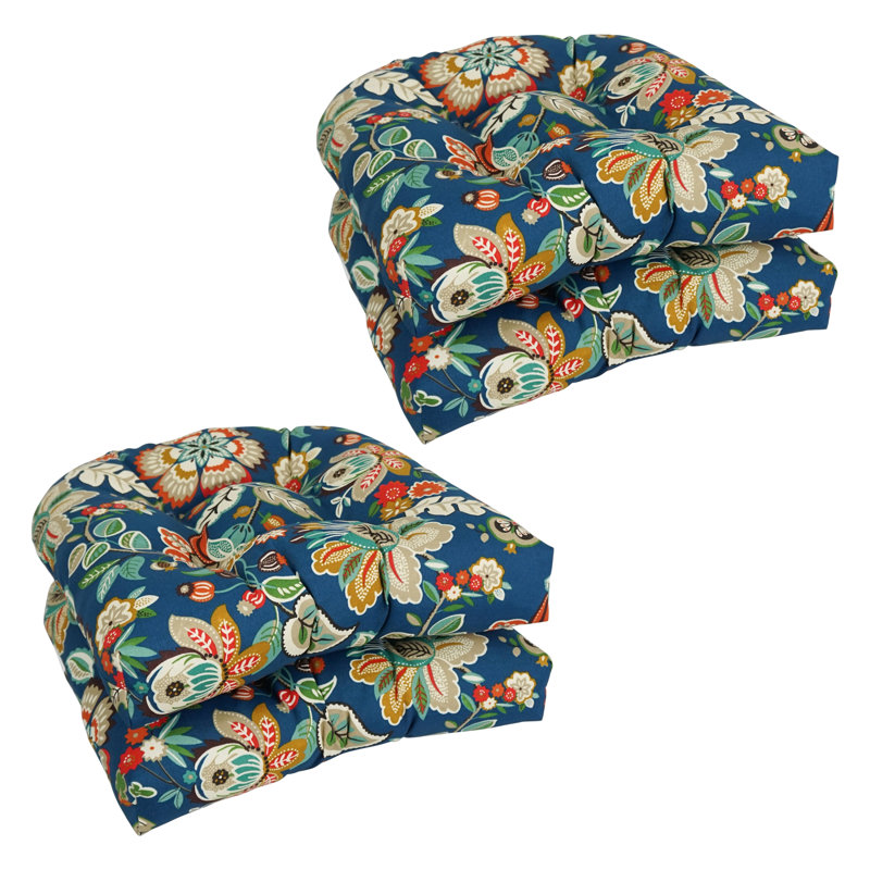 Outdoor 5'' Rocking Chair Seat Cushion, Blue/White