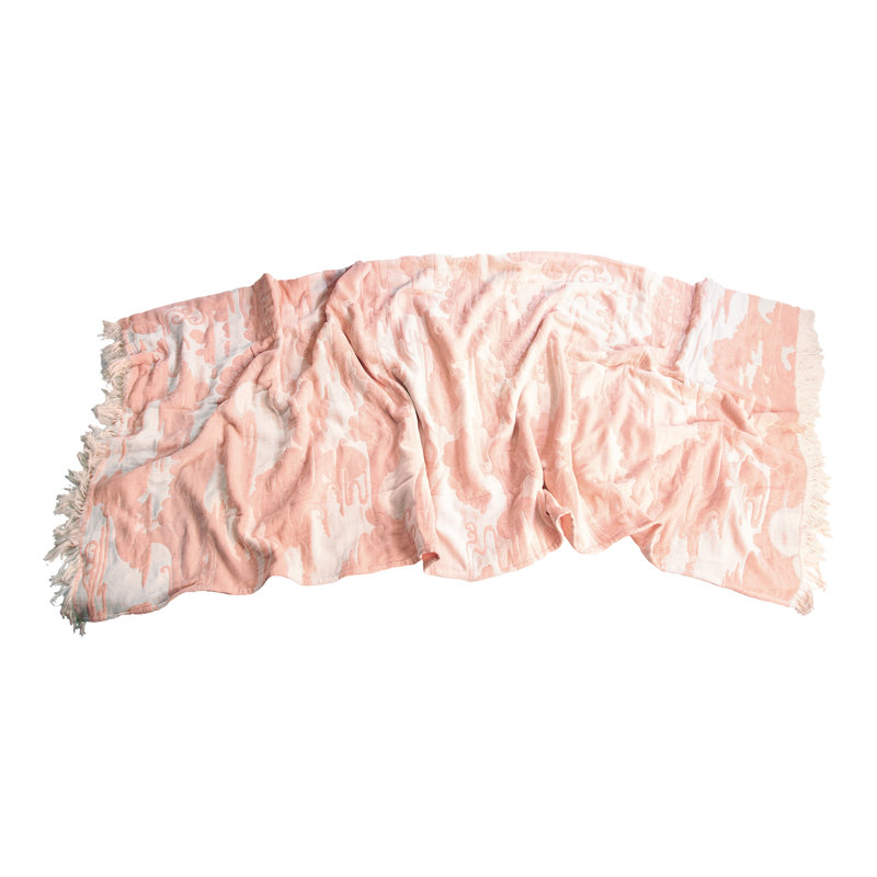 Clouds Hand Woven Throw Blanket, Rosebud