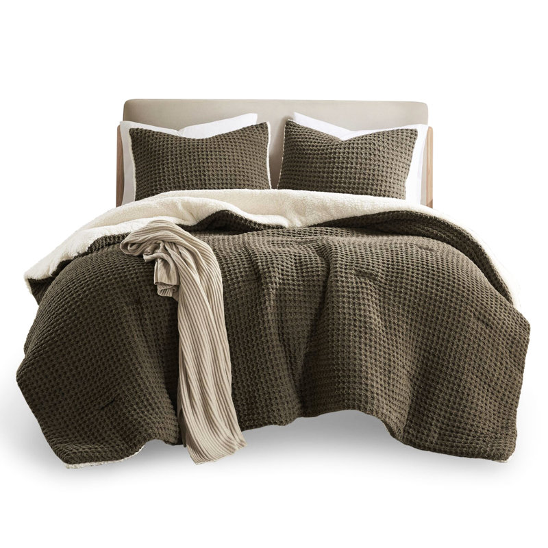 Édredon en tricot gaufré double / grand - Chenille 100% rembourré confort moderne