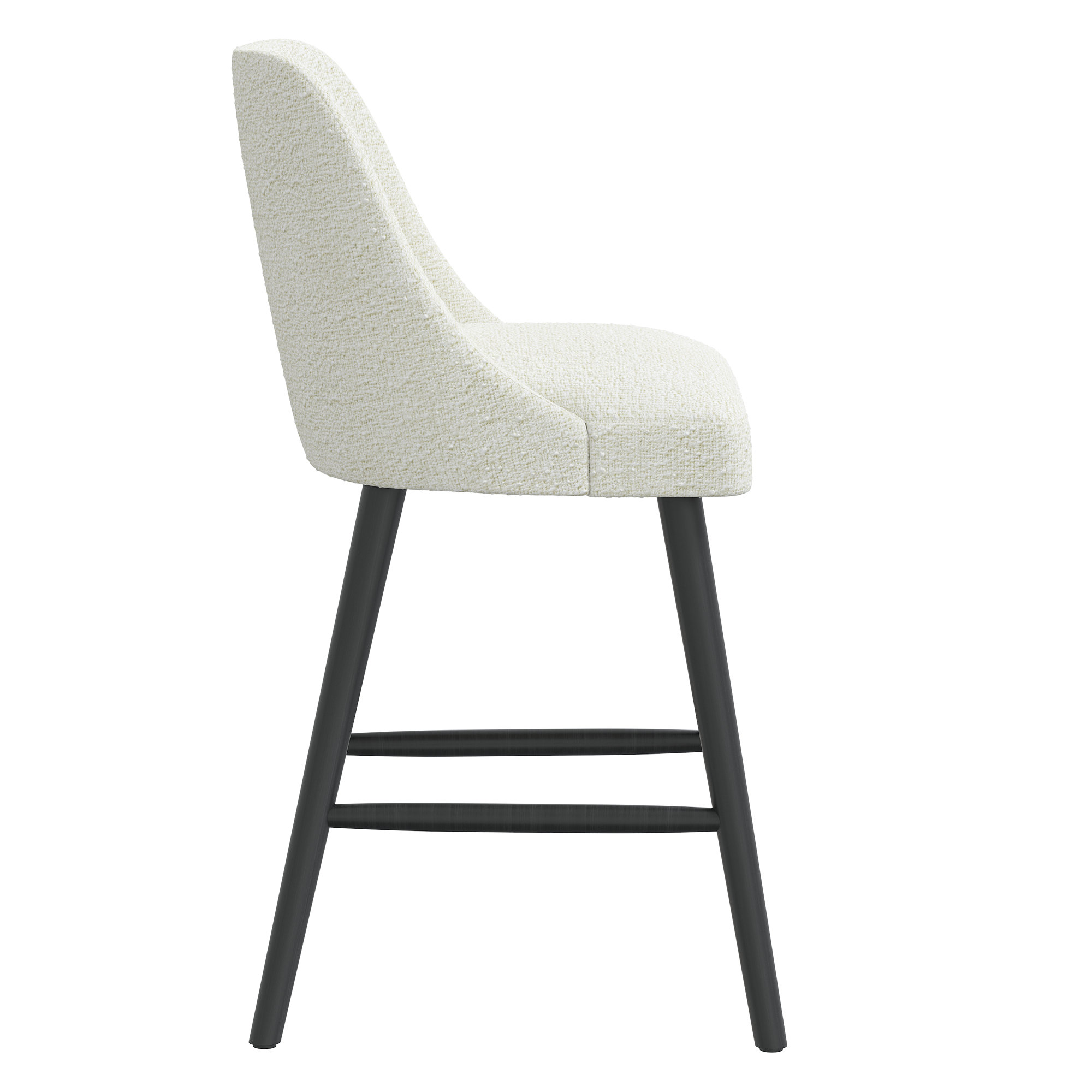 Gallie Mid-Century Modern Stool, Black, Counter Stool (27” Seat Height), Classic Snow Boucle