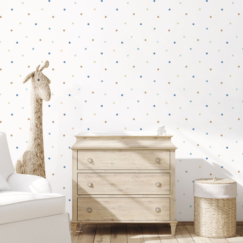 Rouleau de papier peint L 33 pi x l 21 po Tiny Tots, Bleu / beige / blanc