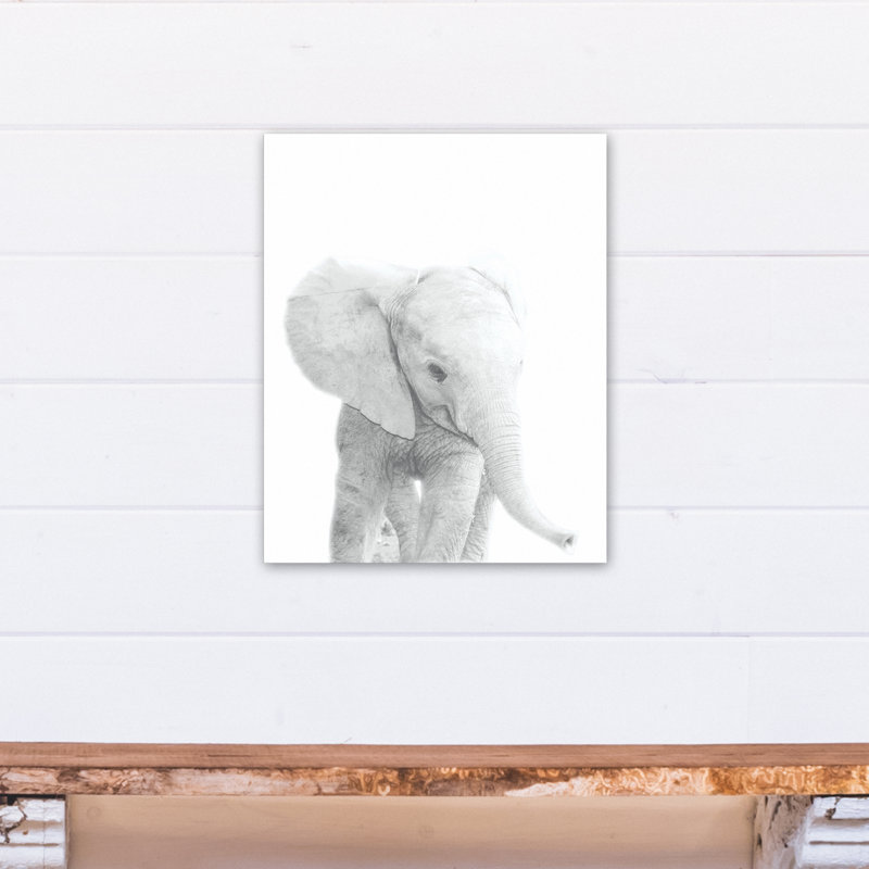 Art sur toile d’éléphant baby Becerra, H 20 po x l 16 po x P 1,25 po