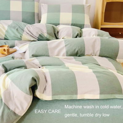 3pcs Grid Plaid Duvet Cover Set (1*Duvet Cover + 2*Pillowcase, Without Core), Gingham Comfy Bedding Set ,Check Geometric Pattern, Ultra Soft Breathable ,for Dorm Teens Bedroom Christmas Gift