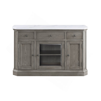 Zumala Marble Top & Weathered Oak Finish Server