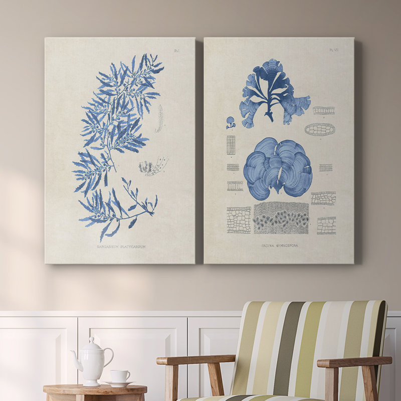 Algues bleu marine III - Toile tendue avec châssis de qualité supérieure - Prêt à être accroché