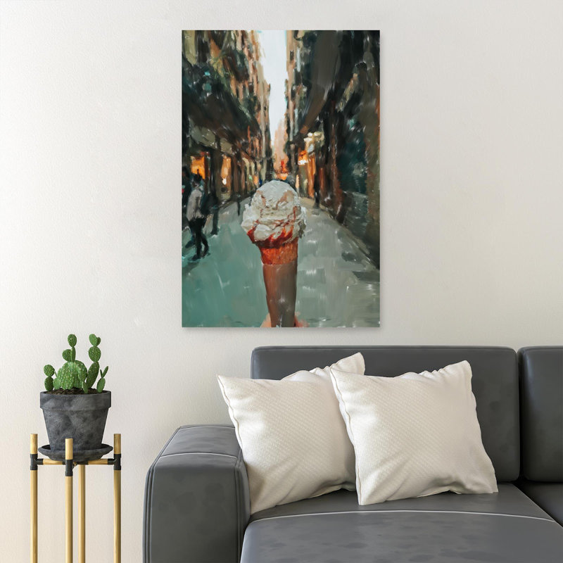 Ice Cream In Cone 1 - 1 pièce, impression sur toile tendue, H 36 po x l 24 po