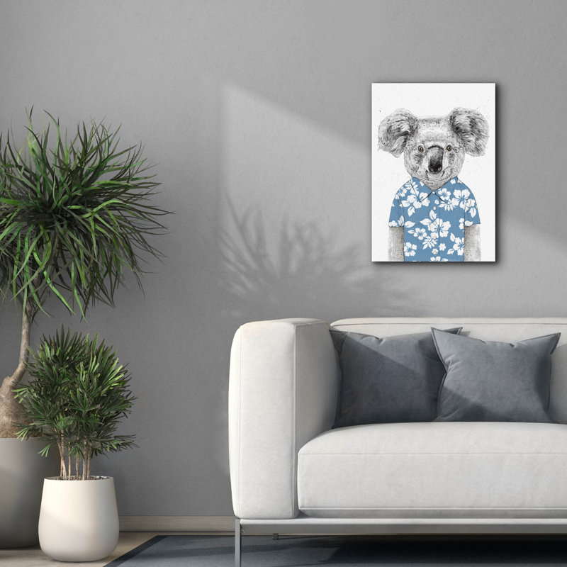 «Summer Koala, Blue» par Balazs Solti, art mural sur toile, H 26 po x l 18 po x P 0,75 po