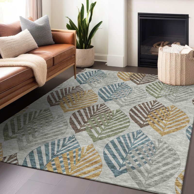 Premium Machine Washable Prisco Gray Rug, Rectangle 2'6" x 3'10"