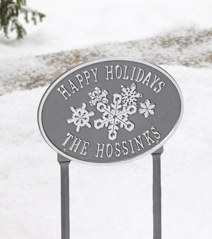 Snowflake Oval Garden Stake, Pewter/Silver, Yes