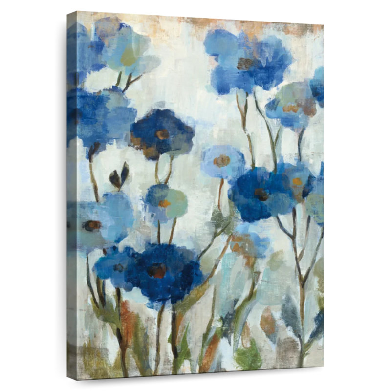 Avery floral abstrait en bleu I, H 12 po x l 8 po