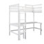 Lit mezzanine en bois simple en L avec échelle et 2 bureaux intégrés en L, blanc