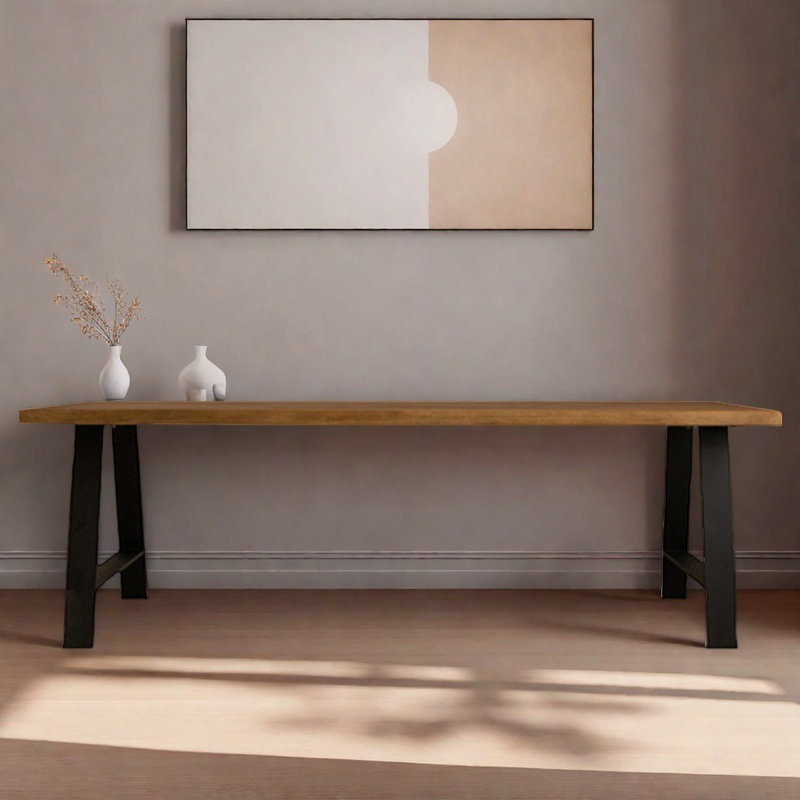 Japanese style retro solid wood dining table, 29.5"H x 70.8"L x 31.4"W