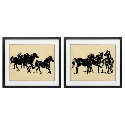 «Horses in Motion Stampede», ensemble de 2 impressions encadrées sous verre, design par Victoria Barnes