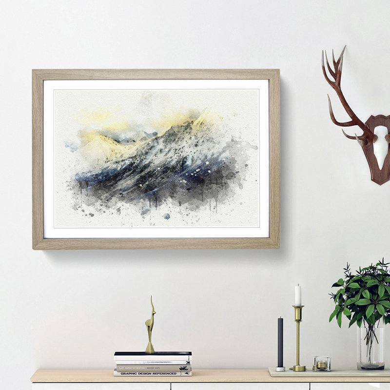 Spiti Valley in the Mountains in Abstract - Framed Print, 27cm H x 36cm W x 2cm D, Oak Framed