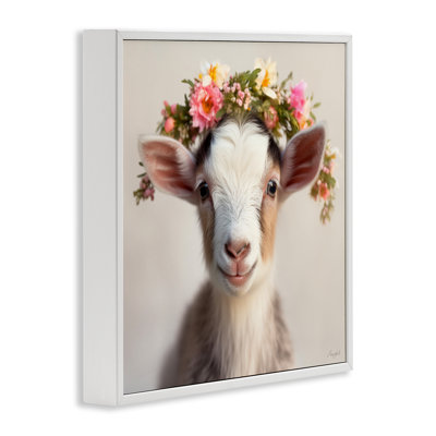 Flower Crowned Goat Framed Giclee, design by Roozbeh
