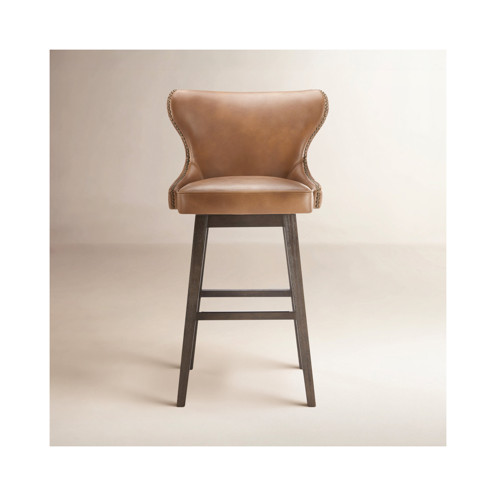 Carline Caraline Swivel Counter & Bar Stool, Wax Brown Faux Leather, Bar Stool (30" Seat Height)