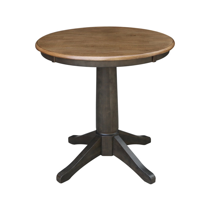 Imilia Solid Wood Pedestal Dining Table, 29.9" H x 30" L x 30" W, Hickory/Washed Coal