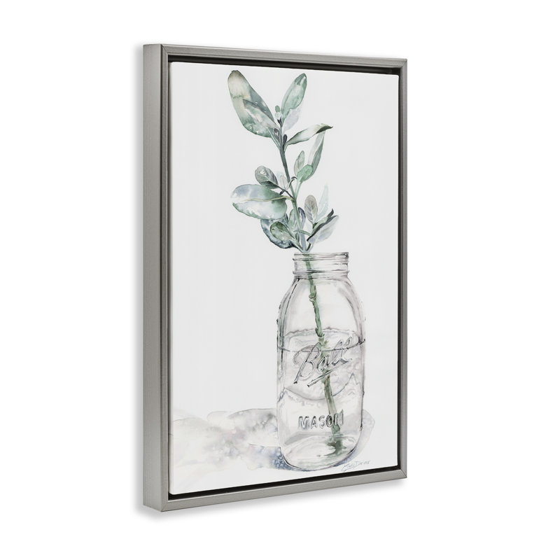 Cadre flottant Minimal Herb in Glass, H 31 po x l 21 po, Cadre flottant gris lustré