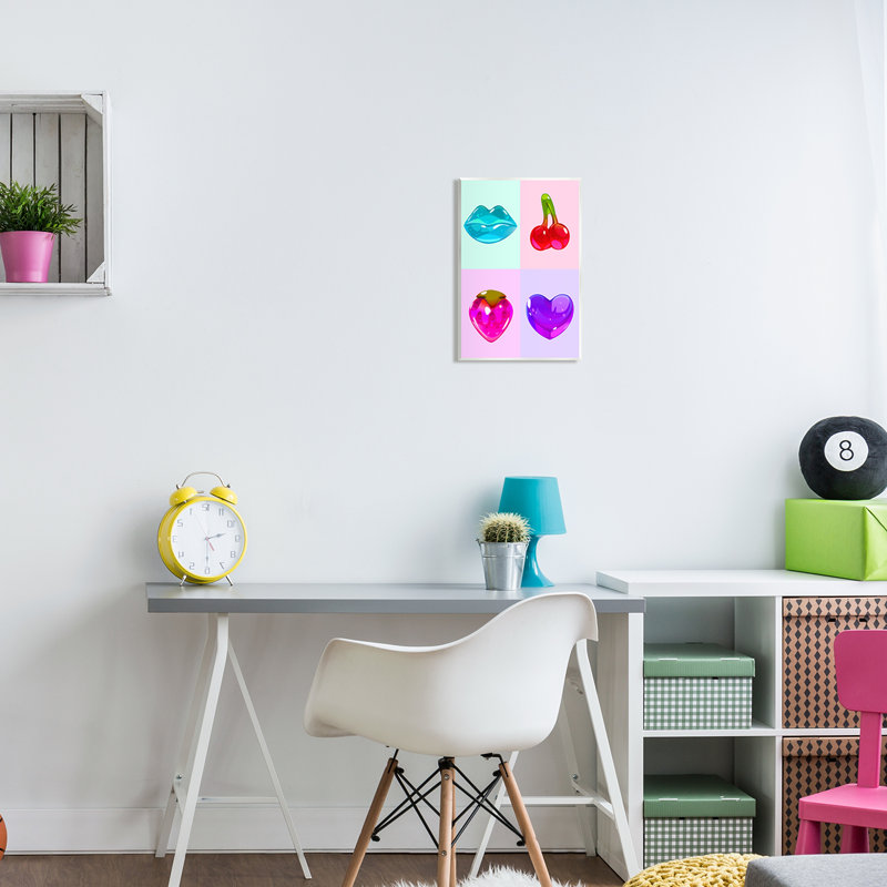 Ax-476-Bonbons gélifiés variés en bois par Lil 'Rue, H 15 po x l 10 po x P 0,5 po