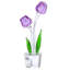 Figurine décorative tulipe en cristal avec fleurs à facettes, feuilles vertes et base transparente-855172994