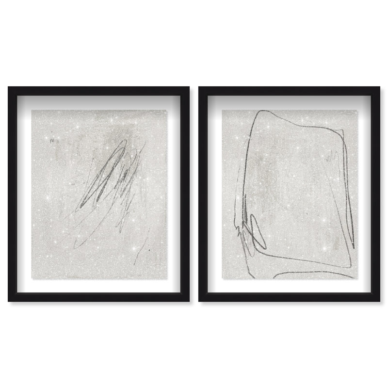 Modernist Set Shadowbox Abstract Print by Oliver Gal, Black Frame, 16 x 20, 37.5"H x 46.5"W, Black Shadowbox