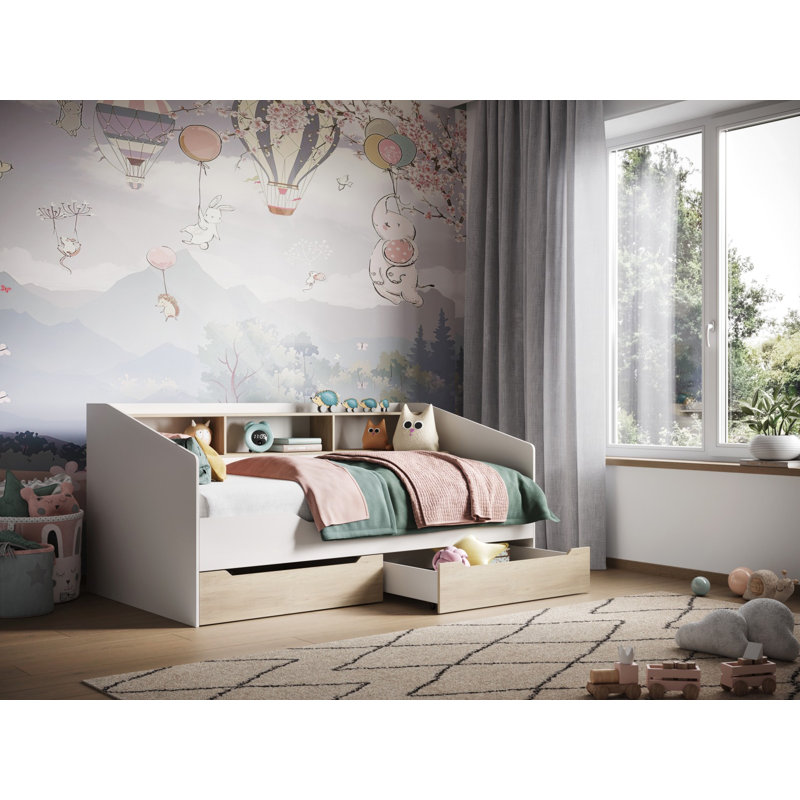Leni Day Bed White and Oak, Oak