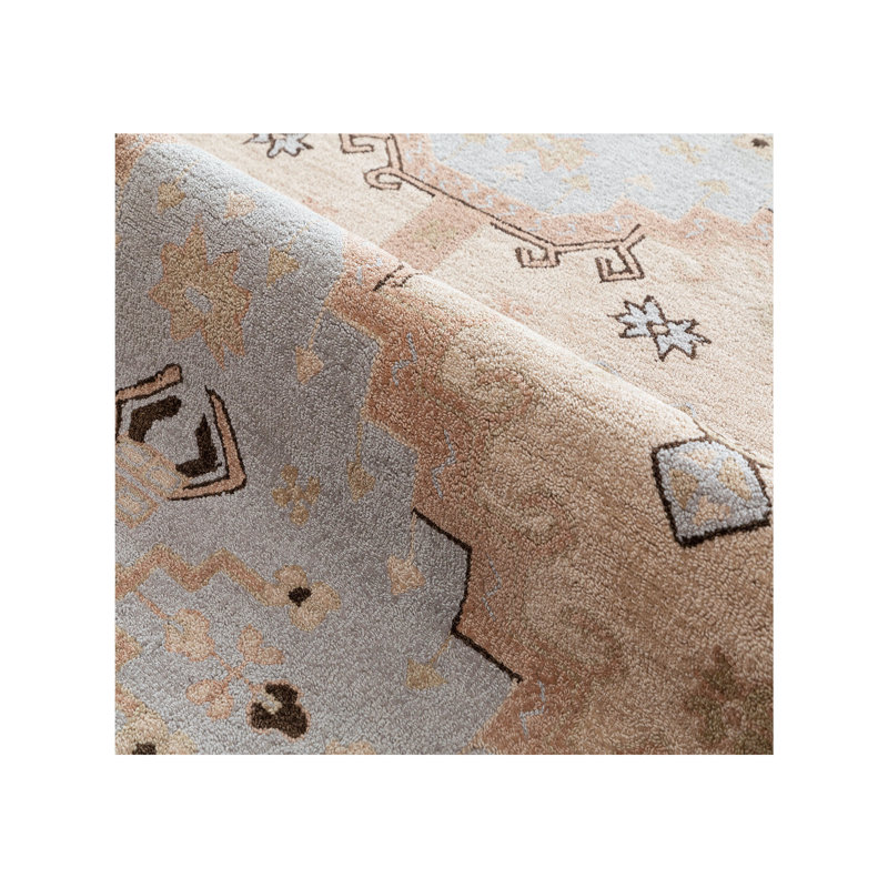 Wool Oriental Area Rug in Light Blue/Beige/Black, Runner 2'6" x 9'