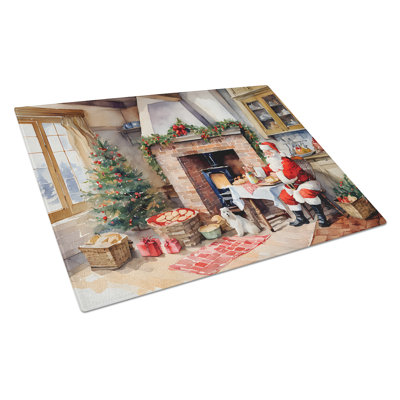 Cookies with Santa Claus Glass Cutting Board Large